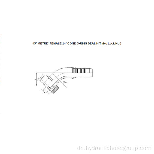 45° metrischer Innen-O-Ring 24° Konus HT 20541-T